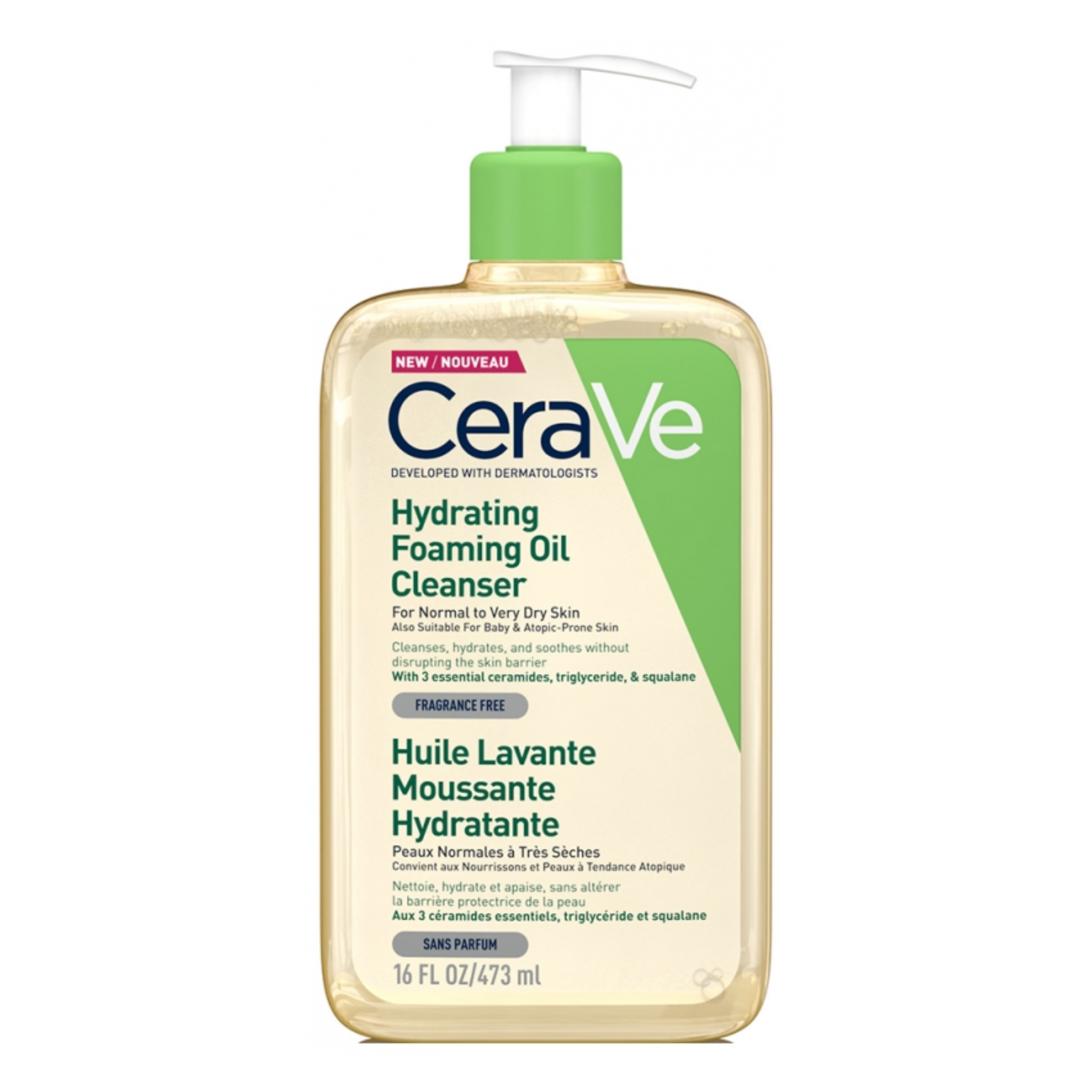 فوم شستشوی و مرطوب کننده روغنی سراوی Cerave - حجم 473 میل
